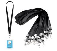 Zykra 20 Pezzi Cordino del Collo Nero,2 cm Larghezza,47 cm Lanyard Porta Badge,Cordino Portachiavi Collo,Cordino Porta Badge da Collo con Clip,Cordini da Collo per Portabadge, Tessere, Chiavi, USB