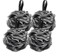 Zykra 4 Pezzi Spugne Doccia Nero, 13 cm Spugne a Rete Doccia Grande