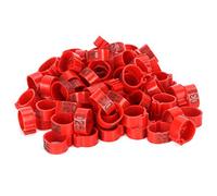 ZYLARUM 100Pcs Bird Leg Bands 001-100 | Sturdy Plastic Avian Rings | for Homing Birds/Parrots/Chickens | Lightweight & Easy to Install (12mm Red with Letter Ring)