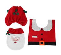 ZYLARUM Christmas Toilet Cover Set | Flannelette Bathroom Mat & Tank Cover Decor | Secure Grip Rug for Holiday Home Decoration/Party Presents/Family Events | Soft & Reusable