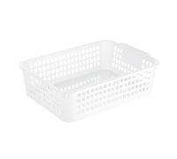 ZYLARUM Desktop Storage Basket | Space Saving Rectangular Organizer with Handle for Office/Kitchen/Youngsters Room | Stackable Snack Toy Bin for Clutter - Unencumbered Desk & Shelf (M)