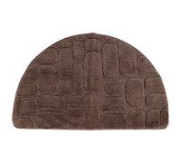 ZYLARUM Half Round Floor Mat with Secure Grip | Super Absorbs Liquid & Debris | Machine Washable Doormat for Front Door/Kitchen/Bedroom | 50x80cm Champagne Grid Design