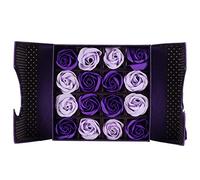 ZYLARUM PE Blossom Flower Present Box of 16 | Real Touch Fade Sturdy Artificial Blossoms | Valentine ' s Day/Anniversary/Birthday Offering for Her | Environmentally Conscious Home (Purple Change)