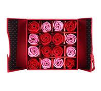ZYLARUM PE Blossom Flower Present Box of 16 | Real Touch Fade Sturdy Artificial Blossoms | Valentine ' s Day/Anniversary/Birthday Offering for Her | Environmentally Conscious Home (Red Change)