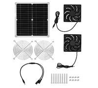 ZYLARUM Solar Panel Fan Kit 20W | High Efficiency Monocrystalline Silicon Panel with 2 Ventilation Fans | Portable Cooling for RV/Dog House/Outdoor