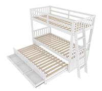 ZYLDDS Letto a Castello con Letto Singolo sopra Letto Singolo, Estraibile E Trasformabile in Due Letti Singoli, Struttura in Legno con Sponda di Sicurezza, Non Necessita di Box Spring, Bianco.