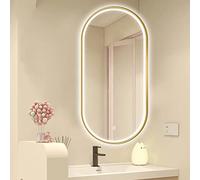 ZYLEDW Grande Specchio Ovale a LED Dimmerabile, Specchio Cosmetico Illuminato da Parete, Touch a Un Pulsante, Con Struttura In Metallo E Braccio Regolabile con Rotazione Girevole