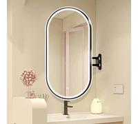 ZYLEDW Grande Specchio Ovale a LED Dimmerabile, Specchio Cosmetico Illuminato da Parete, Touch a Un Pulsante, Con Struttura In Metallo E Braccio Regolabile con Rotazione Girevole, 50X80cm