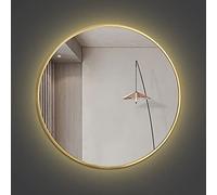 ZYLEDW Specchio da Bagno con Luci, Specchio LED da Parete con Cornice Dorata, Specchio da Trucco, Rotondo, CRI90+, Infrangibile (Color : Gold Frame - Warm Light, Size : 600x600mm)
