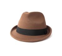 Zylioo Cappello in feltro, S/M/L/XL/XXL, Trilby Fedora, cappello in feltro, per testa grande e piccola, per l'inverno, Tesa corta - marrone-a, L