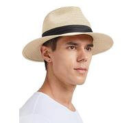 Zylioo Cappello Panama in Paglia - Cappellino Estivo da Sole per Spiaggia, Viaggio e Pesca con Protezione UPF per Teste Piccole