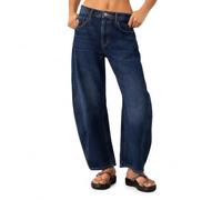 Zylioo Jeans alti a barile per le donne di lunghezza lunga boyfriend denim pantaloni rilassati stile vintage boho, Blu scuro, L alto