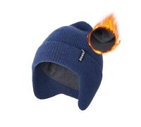 Zylioo Oversize 3XL/2XL/XL/L Beanie Cappelli con paraorecchie, S/M foderato in pile Skull Cap,Plus Size Inverno caldo cappelli lavorati a maglia, Navy, X-Large-3X-Large