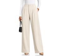 Zylioo, pantaloni da donna alti, a gamba larga, pantaloni da abito, pantaloni da donna alti, lunghezza lunga, pantaloni da lavoro casual, pantaloni da ufficio con tasche, Beige, X-Large Alto