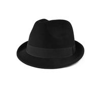 Zylioo XS/S/M/L/XL/XXL Trilby Fedora Cappello per testa grande e piccola, cappello da mafia, in feltro, Tesa corta - nero-a, XL