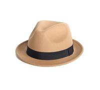 Zylioo XS/S/M/L/XL/XXL Trilby Fedora Cappello per testa grande e piccola, cappello da mafia, in feltro, Tesa Corta - Khaki-a, XL
