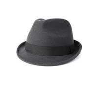 Zylioo XS/S/M/L/XL/XXL Trilby Fedora Cappello per testa grande e piccola, cappello da mafia, in feltro, Tesa corta - Grigio scuro, L