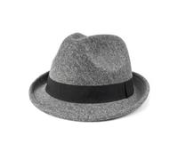 Zylioo XS/S/M/L/XL/XXL Trilby Fedora Cappello per testa grande e piccola, cappello da mafia, in feltro, Tesa corta - Grigio-a, S