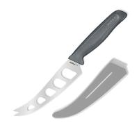 Zyliss Coltello per Formaggio Lama in Acciaio Inox Con Punta a Forchetta | Con Fori Antiaderenti, Taglia Formaggi Morbidi, Semi-Morbidi e Sodi Manico in Paglia di Grano, Lavabile in Lavastoviglie