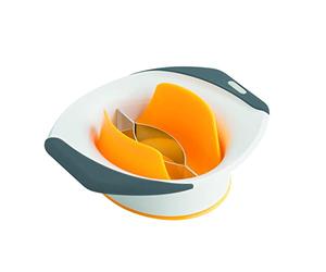 Zyliss E910017 Taglia Mango, Plastica, Acciaio Inossidabile, Bianco, Grigio, Giallo, Frutta Splitter, Affettatrice, Snocciolatore, Pelafutta Manuale, Lavabile in Lavastoviglie