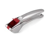 Zyliss E960013 Spremiaglio Rilascio Facile, Lega di Zinco, Plastica, Argento, Rosso, Trita, Schiaccia, Spremi Aglio, Design Professionale, Durevole, Lavabile in Lavastoviglie
