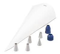Zyliss E980215 Kit di Sacchetti per Tubazioni, Cotone, Acciaio Inossidabile, Plastica, Bianco, Argento, Blu, Per Decorare Torte, Glassa e Pasticceria, Include 5 Ugelli Intercambiabili