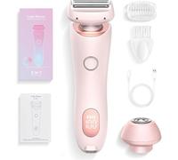 Zylla Rasoio da barba liscia, rasoio da donna per il corpo, IPX7, impermeabile, 2 in 1, elettrico per bikini, rasoio elettrico per bikini e rasoio, rasoi portatili con testa rimovibile (rosa)
