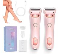 Zylla Smoothshave Razor, Zylla Ipx7 Waterproof 2 in 1 Electric Shaver, Wet and Dry Portable Trimmer with Removable Head, Rechargeable for Women (Pink,2PCS)