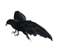 ZYLLZY Decorazioni realistiche a forma di corvo di Halloween, 30,5 cm, ali piumate nere, corvo prop, modello di corvo in plastica, uccelli finti per esterni, feste e decorazioni per la casa