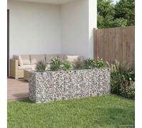 zylophax Letto rialzato in gabbione in acciaio galvanizzato argento 250 x 50 x 80 cm 2 pezzi con pannello recinzione grigliato per giardino esterno cortile aiuola prato privacy sicurezza