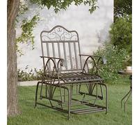 zylophax Panca glider in acciaio nera 61 cm con schienale e braccioli per esterno giardino terrazzo patio resistente alle intemperie design moderno rustico salvaspazio