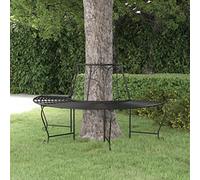 zylophax Panchina per Albero Semi Circolare in Acciaio Nero 159 cm Resistente alle Intemperie per Giardino Esterno Patio Cortile Arredo Salvaspazio con Schienale e Bracciolo per Relax