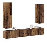 zylophax Set mobile porta TV 4 pezzi in truciolato legno antico con supporto a parete, credenza, tavolino, scaffale, mensola e cassettiera per soggiorno attrezzato e salotto moderno