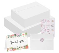 Zylota Set di 60 biglietti ad acquerello con buste, 63,5 kg/300 g/m², carta bianca per acquerelli, 10,2 x 15,2 cm, cartoline pieghevoli per biglietti di auguri, compleanni, inviti di nozze