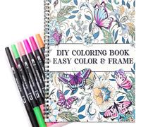 Zylota Set di libri da colorare per adulti con 36 pennarelli colorati, libri da colorare rilegati a spirale con mandala fiori animali per donne adulte rilassamento e sollievo dall'ansia