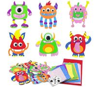 Zyluniy 12 Pezzi Kit Creativo Mostro per Bambini, Lavoretti Fai da Te con Adesivi EVA Stacca & Attacca e Feltro, Attività Manuali per Decorare, Regalo Bambino/Bambina 3-10 Anni