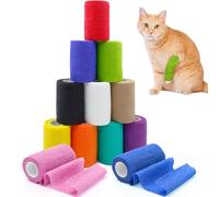 Zyluniy 12 Rotoli Benda Elastica Coesiva 10cm x4.5m, Benda Traspirante, Bende per animali Domestici per Umano e Animale Domestico, Adesive Senza Cute, Fascia Autoaderente per Medicazione