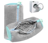 Zyluniy 2 Pezzi Sacchetti per Scarpe Lavanderia Sacchetto Lavatrice Scarpe Borse per Bucato con Cerniera e Pulizia a 360° Della Lanugine Riutilizzabile Proteggi Scarpe e Lavatrice Pulizia Efficiente