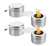 Zyluniy 4 Pezzi Contenitore per Pasta Combustibile con Coperchio, Bruciatore ad Alcool Portatile in Acciaio Inox, Mini Fornello per Campeggio, Escursionismo, Fonduta e Picnic