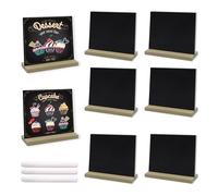 Zyluniy 8 Pezzi Mini Lavagna, 13 * 15 cm Mini lavagne su cui scrivere con 3 pennarelli, supporto per lavagna con base in legno per bar, caffè, compleanni, matrimoni, decorazioni