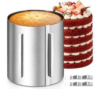 Zyluniy Anello per Torte Regolabile, 6-12 Pollici Stampo per Cottura Professionale, 2 Clip di Fissaggio, Altezza 20 CM, Stampo per Torta Rotondo in Acciaio Inox per Dolci, Pasticceria