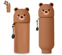 Zyluniy Astuccio In Piedi, Borsa in silicone 2 in 1 - Kawaii, Astuccio Portapenne In Silicone Astuccio Grande Stile Orsetto Carino per Bambini, Studenti, Adulti, Ufficio Scolastico