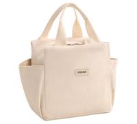 Zyluniy Borsa Termica Porta Pranzo, 12L Borsa Termica con Tasca Laterale, Borsa Frigo Pranzo, Porta Pranzo Termico Portatile Lunch Bag per Lavoro, Scuola,Viaggi, Campeggio, Picni (Beige)