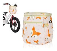 Zyluniy cestino bici bambina, Borsa da manubrio per bambini con copertura impermeabile e tracolla, Cestino Bicicletta Anteriore per bambini adatto alla maggior parte delle biciclette per bambini (Fox)
