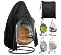 Zyluniy Copertura da Esterno per Sedia Sospesa a Dondolo, Copertura per Altalena in Oxford 210D, 115 x 190 cm, Copertura Sedie Esterno con Cerniera e Coulisse, Anti-UV e Impermeabile (Nero)