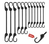 Zyluniy Corda Elastica con Gancio, 12 pezzi Cinghie Elastiche, 10/15/23cm Espansore durevole, espansore multifunzionale impermeabile in tela d'olio per bicicletta, camion, auto, rimorchio & giardino