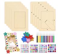 Zyluniy Cornice per Foto, 12 Cornici Foto in Legno da Decorare Fai Da Te per Bambini, Kit Creativo con Pietre Diamantate e Adesivi Brillanti per Laboratorio Artistico, Regalo Originale