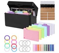 Zyluniy Flashcards, Flash Card Cartoncini, Multicolore Carte Indice Schede Record Include 150 Cartoncini Colorati a Righe 15 Registri 6 Anelli 6 Adesivi per Studio l'Apprendimento in Ufficio a Scuola