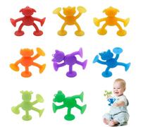 Zyluniy Kids Suction Cup Toy, set di 8 pezzi di animali carini a ventosa, giocattolo sensoriale da viaggio, giocattolo da vasca da bagno, giocattolo da bagno in silicone per neonati e bambini
