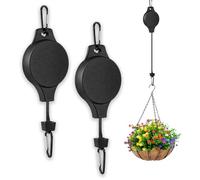 Zyluniy Nero Ganci per Puleggia per Piante, 2 pezzi Gancio retrattile per fiori, Gancio Retrattile per Fiori Regolabile nel Altezza, Confezione Puleggia per Piante, Vasi di Fiori